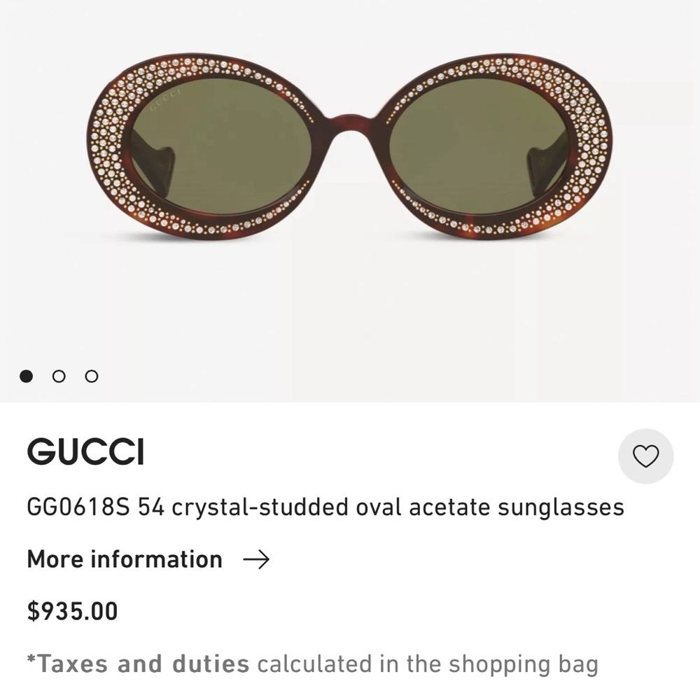 ★ SOLD ★ NEW GUCCI Crystal Embellished Cat Eye Sunglasses in Tortise Shell